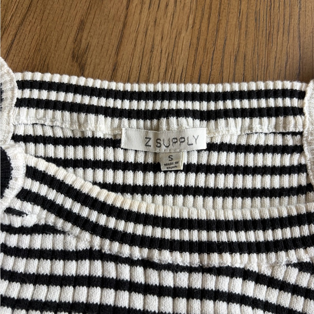 Z Supply Brooks Small Bodycon Black And Cream Striped Midi Dress - Picture 7 of 8